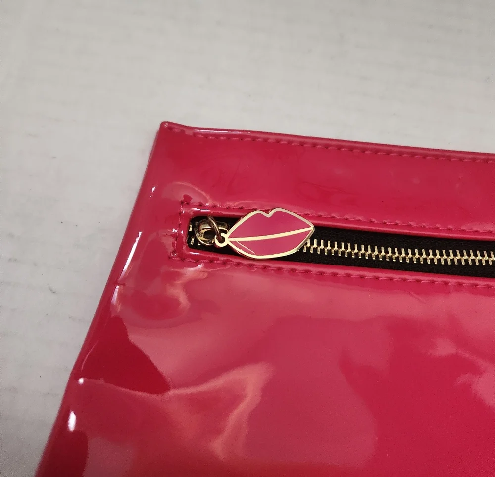 Yves Saint Laurent Small Pink Patent Leather Cosmetic Pouch Makeup Bag